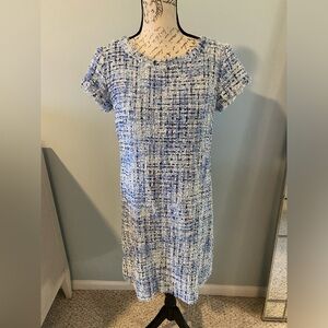 Sara Campbell Blue and White Tweed Dress